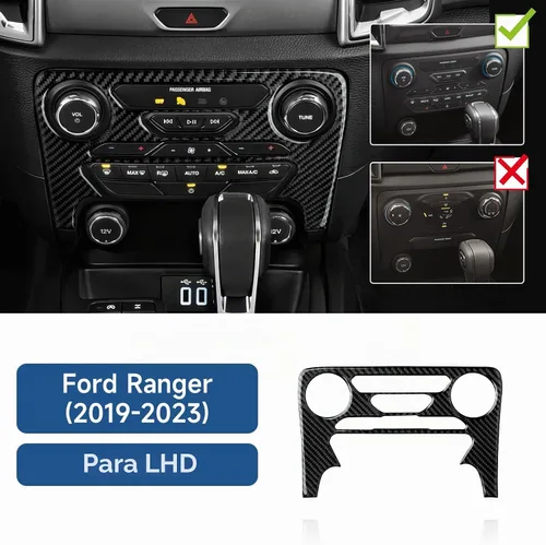 Vista 2 de Cubierta de Panel de Control Central de Fibra de Carbono para Tablero de Coche para Ford Ranger 2019 2020 2021 2022 2023 XLT Lariat XL Accesorios
