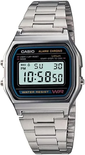 Casio Serie A158WA Reloj digital unisex Vintage WR Cronómetro 100 SEC Alarma diaria Mantenimiento de tiempo regular hora, minuto, segundo, pm,