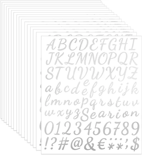 Vista 9 de ELANE 1296 piezas de 16 hojas de calcomanías de letras y números, calcomanías de letras impermeables para buzón, letras y números para fuera