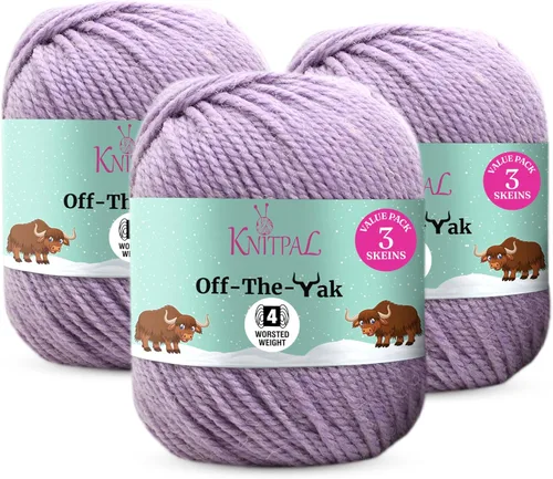 Vista 20 de Off-The-Yak - Hilo de lana para tejer, paquete de 3 (360 yardas/10.58 oz), patrones libres, hilo de mezcla acrílica de lana para tejer, peso #4