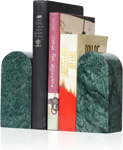Vista 22 de Koville Sujetalibros de mármol de lujo para estantes, extremos decorativos de libros de piedra, soportes de libros de mármol de alta resistencia