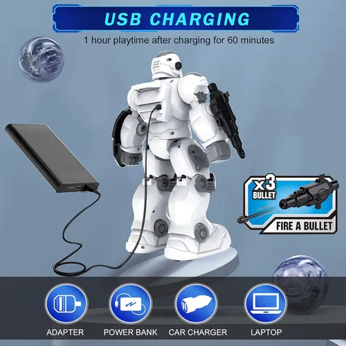 Vista 6 de VAV Juguetes para niños de 6 a 10 años, robot recargable de control remoto, robot RC programable inteligente con detección de gestos de 2.4 GHz