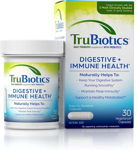 TruBiotics Probióticos para la Salud Digestiva e Inmune, Apoya la Regularidad y Ayuda a Aliviar el Malestar Abdominal, Gas y Hinchazón, 2 Cepas