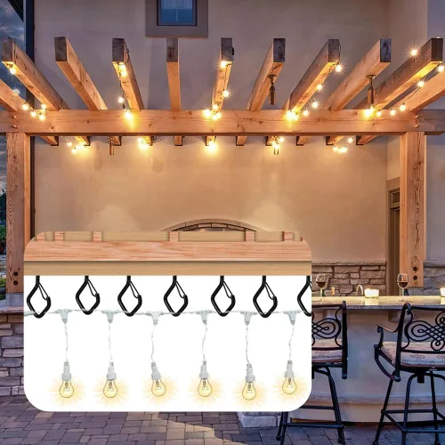 Vista 8 de 10 ganchos de techo de metal para plantas colgantes y luces de cadena al aire libre, 2.2 pulgadas, color negro