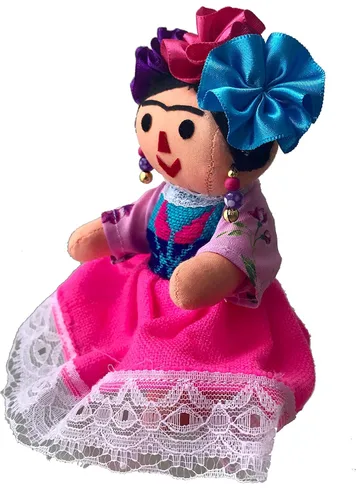 Vista 5 de Alkimia Inc Muñeca de trapo mexicana hecha a mano Maria Painter - 6.5 pulgadas (rosa)