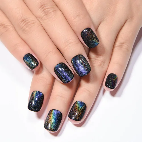 Vista 19 de evpct-Uñas postizas de gel a presión estilo bailarina y ojo de gato; cuadradas y medianas, con pegamento, reutilizables, suaves, acrílicas