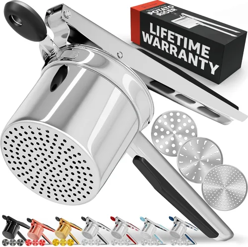 Vista 12 de Pasapurés y prensa para patatas de PriorityChef, hace pure de patatas ligeros y esponjosos a la perfección, 100 % de acero inoxidable.