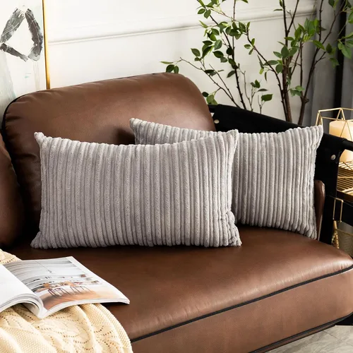 Vista 155 de UGASA - Juego de 2 fundas de almohada de terciopelo a rayas, funda decorativa para cojín con cremallera oculta para el hogar, sofá, dormitorio