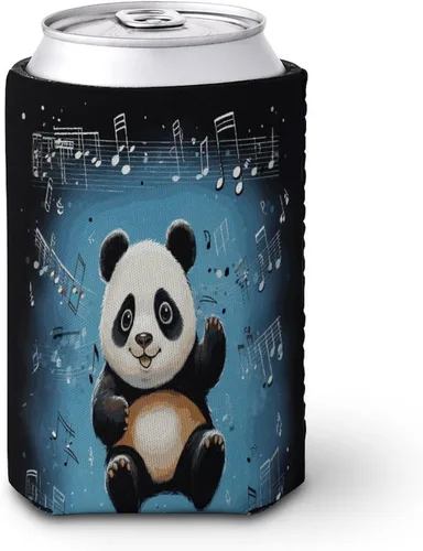 Panda Dancing on Musical Notes Cup Sleeve Reusable Iced Coffee Sleeves Insulator Sleeve for Cold Beverages Standard Can Covers Non-slip Beer Bottle