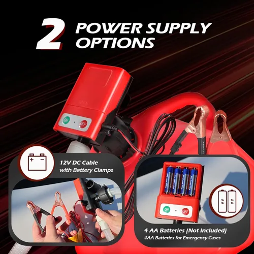 Vista 5 de Bomba de transferencia de combustible con parada automática, funciona con pilas AA, bomba eléctrica portátil de tanque de lata de gas con adaptador