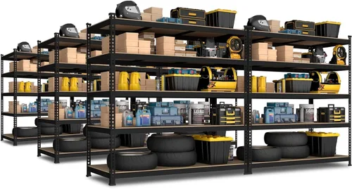 Vista 10 de PrimeZone Estantes de Almacenamiento para Garaje de Servicio Pesado Ajustables de 5 Niveles - 47" An x 18" Pr x 71" Al, Unidad de Estante de Rack