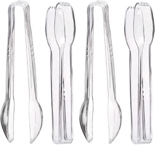 Vista 5 de Utensilios desechables de plástico transparente resistente, cucharas, tenedores y pinzas para bodas, catering, servicio de alimentos, fiestas