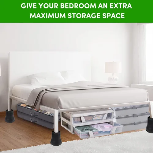 Vista 3 de DEDU Elevadores de cama de 6 pulgadas, resistentes, paquete de 4, elevadores de muebles con almohadillas giratorias que soportan hasta 6600 libras