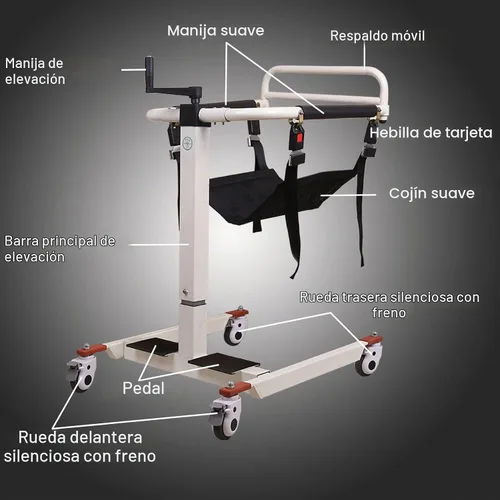 Vista 7 de seveni Silla de transferencia de paciente, asistencia de elevación para ancianos, portátil, elevador de automóvil, mesita de noche, cómoda silla