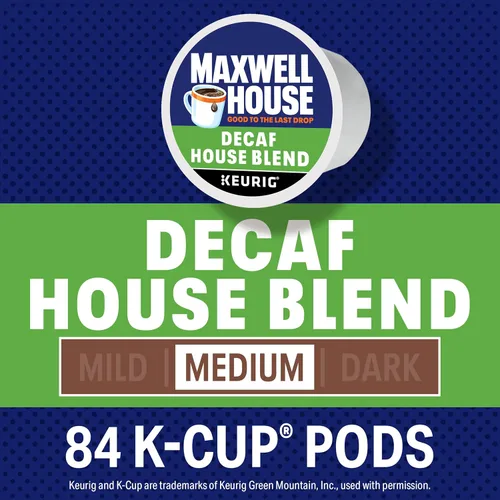 Vista 3 de Maxwell House Blend Descafeinado - Cápsulas de café K-Cup de tostado medio, mezcla de la casa (Caja de 84 cápsulas)