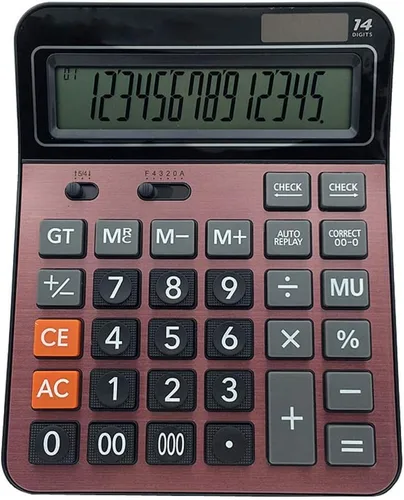Vista 4 de Meichoon Calculadora solar de batería de doble potencia, gran función estándar, calculadora de negocios de escritorio con pantalla LCD grande de 14