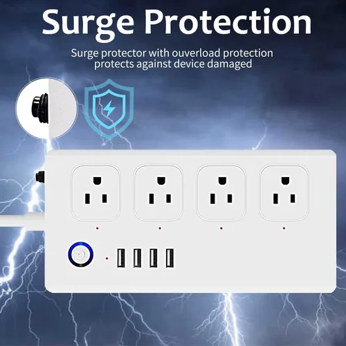 Vista 7 de XENON ZigBee - Regletas de corriente, voz/aplicación/temporizador, 4 tomas de corriente controladas individualmente, compatibles con Alexa Google