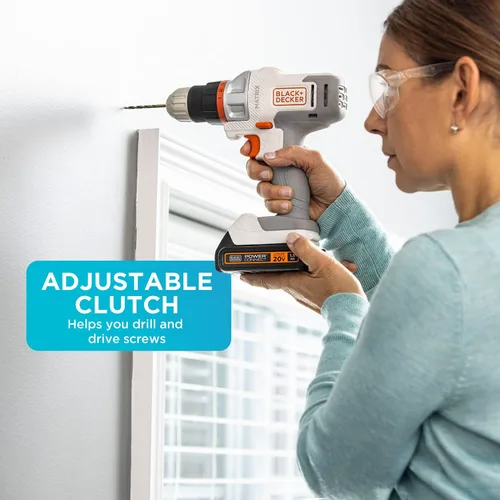 Vista 4 de BLACK+DECKER Kit de taladro/destornillador inalámbrico 20V MAX Matrix, blanco (BDCDMT120WC1FF)