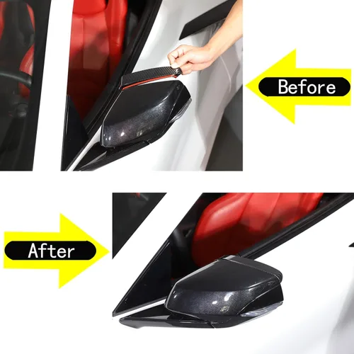 Vista 6 de Daeiclru Espejo retrovisor lateral de automóvil, ajuste de cejas de lluvia compatible con Chevrolet Corvette C8 2020-2023, visera de espejo lateral