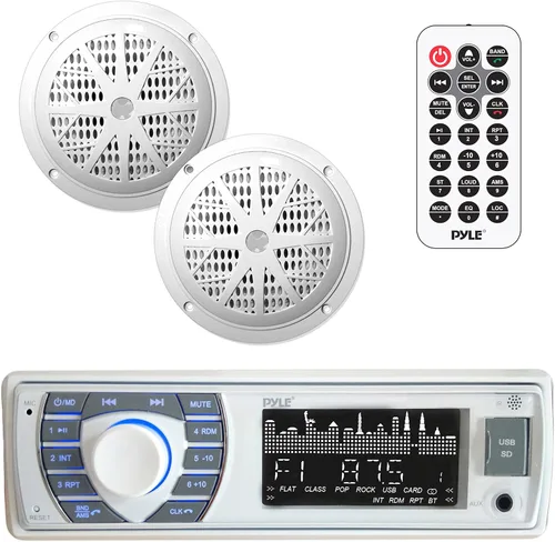 Vista 2 de Kit de receptor y altavoz marino - in-Dash LCD estéreo digital integrado Bluetooth y micrófono con sistema de radio AM FM y electrónica dual MH200