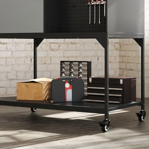 Vista 6 de Lovinouse Black Garage Storage Cabinet with Wheels and Doors, Rolling Tool Chest Cabinet with Storage Drawers and Removable Garage