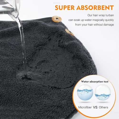 Vista 3 de KinHwa Toalla de pelo de secado rápido para mujer, toalla de secado de cabello súper absorbente para cabello rizado, largo y grueso