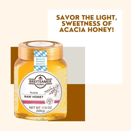 Vista 2 de Breitsamer, Miel cruda de acacia, 17.6 oz (paquete de 2)