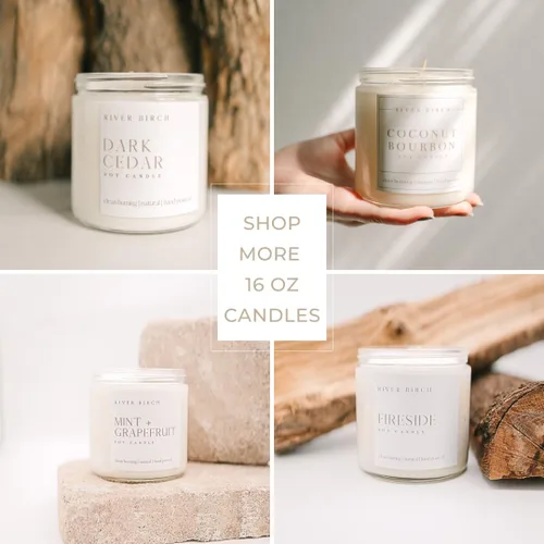 Vista 5 de River Birch Candles - Vela perfumada de menta y pomelo, velas de soja de primera calidad, totalmente naturales, no tóxicas, 16 onzas, 90 horas