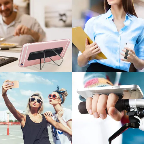 Vista 5 de Soporte de teléfono celular para mano, soporte de dedo de teléfono con soporte para teléfono, adecuado para iPhone, Samsung y la mayoría de Negro