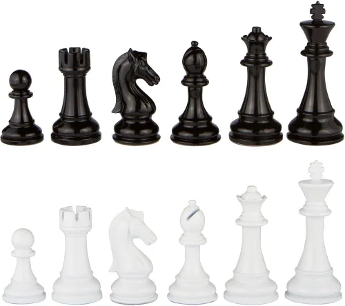Minerva - Piezas de ajedrez de metal extra pesado en blanco y negro con rey de 4.5 pulgadas y reinas extra, solo piezas, sin tablero