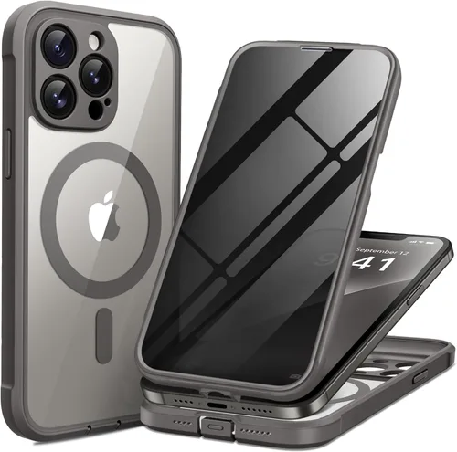 Vista 28 de BERFY Funda para iPhone 16 Pro, compatible con MagSafe, protector de pantalla de vidrio templado 9H integrado y protección de cámara, funda