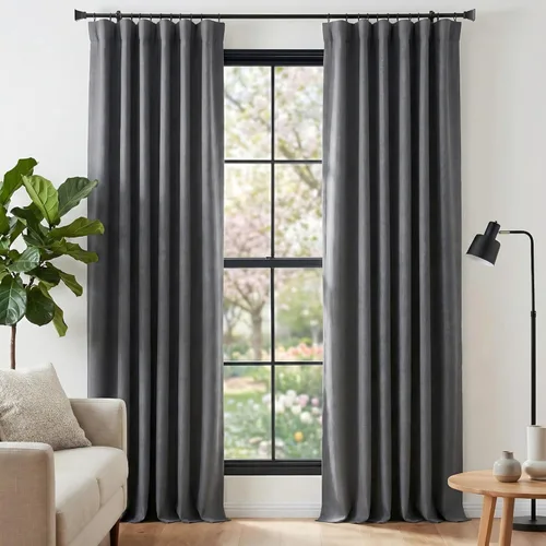 Vista 19 de NICETOWN Cortinas opacas de lino grueso 100% de 84 pulgadas de largo, 2 paneles, cortinas térmicas con pliegues pinzados para oscurecer