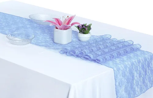 MDS - Paquete de 10 caminos de mesa de encaje de 12 x 108 pulgadas para bodas, decoraciones para fiestas de cumpleaños, banquetes, graduaciones,