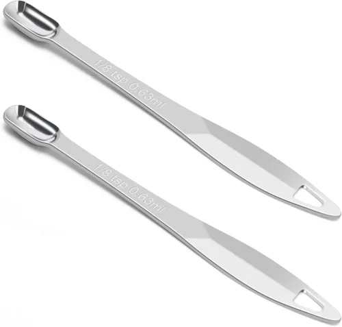 Vista 13 de 2 piezas de 1 cucharadita (0.2 onzas líquidas 1 cucharadita 1/3 cucharadas 5 cc 1/6 oz) cuchara medidora de acero inoxidable, cuchara