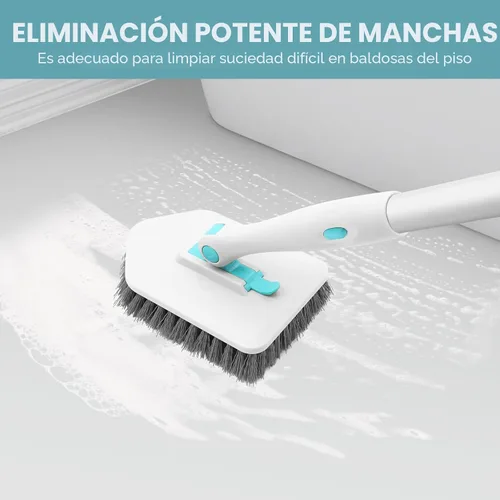 Vista 5 de nacena Cepillo de ducha con mango largo, 3 en 1, cepillo para fregar azulejos y bañera con 3 cabezales de limpieza desmontables, mango ajustable