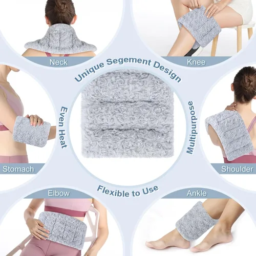 Vista 4 de SuzziPad Almohadillas térmicas para microondas para calambres, almohadilla térmica de arroz de 7 x 16 pulgadas, apta para microondas para aliviar