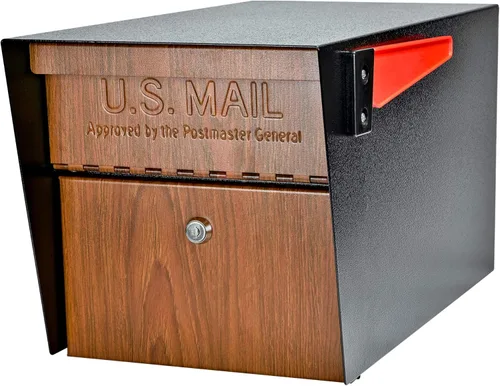 Mail Boss Curbside, Wood Grain 7510 Mail Manager Buzón de seguridad con bloqueo, acero, negro