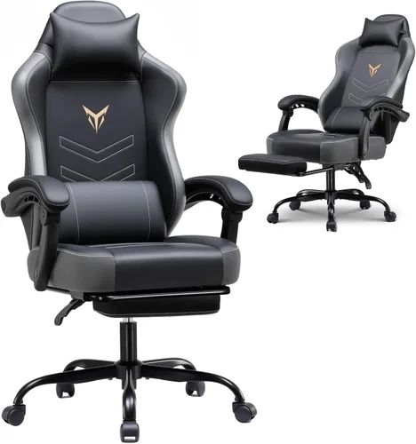 GTPLAYER Silla Gaming con Reposapiés, Silla Reclinable con Reposacabezas y Soporte Lumbar, Reposabrazos Conectados, Silla Gaming Ergonómica,