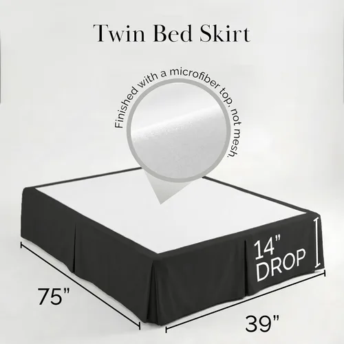 Vista 2 de Southshore Fine Linens VILANO Springs faldón para cama plisada, 15 pulgadas, Microfibra, Negro, gemelo