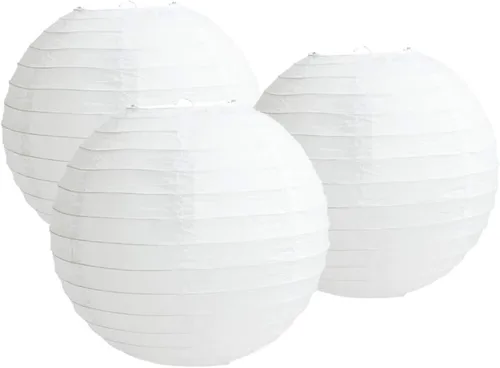 Vista 9 de Paquete de 3 linternas redondas de papel para decoración de boda y fiesta de cumpleaños (azul bebé, 4 pulgadas/3.9 in)