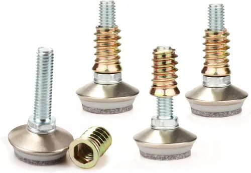 Vista 3 de Niveladores de muebles – Patas de nivelación ajustables para mesas, sillas, armarios – Base de 1.35 pulgadas de diámetro con 4 almohadillas