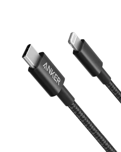 Vista 9 de Anker Nuevo Cable de Nylon USB C a Lightning, Certificado MFi de Apple para iPhone Serie 14, y Más (1 pie, Negro)