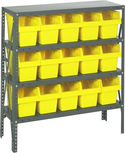 Vista 337 de Quantum QSBU-245BK Heavy Duty Shelving Unit with (7) Shelves and (24) QUS245 Black Bins for Garage Warehouse Storage Distribution 400 lb Load