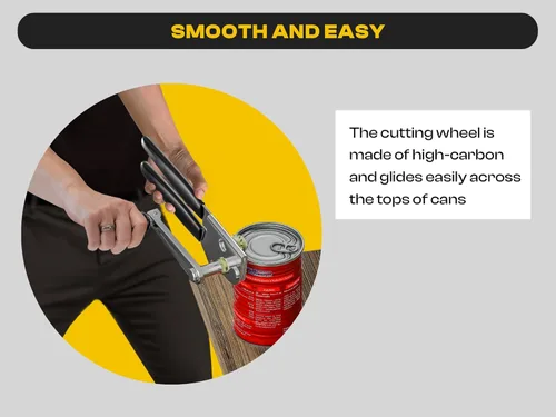 Vista 4 de Abrelatas resistente con imán – Abrelatas comercial manual para personas mayores, de mano, hoja afilada, borde liso, perilla plegable para un fácil
