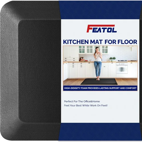 FEATOL Tapete antifatiga para estar de pie, 9/10 extra grueso, ergonómico, de pie, cómodo tapete de espuma viscoelástica para estar de pie en casa,