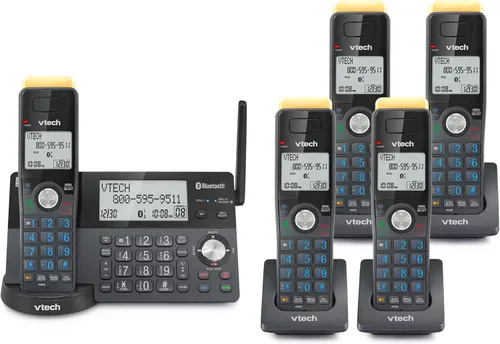 Vista 21 de VTech IS8128-11 - Teléfono inalámbrico DECT 6.0 de alcance superlargo para el hogar con contestador automático, alcance de hasta 2300 pies, bloqueo