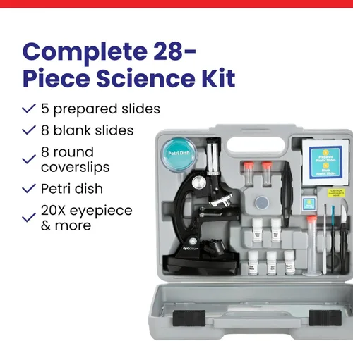 Vista 7 de Bastidor y base de metal Amscope Kids M30-ABS-KT51 120x-1200x de 6 potencias con accesorios de 52 piezas, entre el top 3 de elegidos como mejor kit