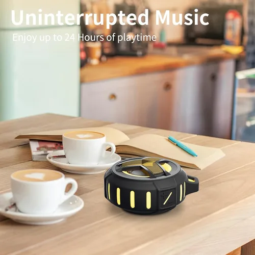 Vista 5 de EBODA Altavoz Bluetooth impermeable, altavoz inalámbrico para ducha, IP67 impermeable, luz LED, flotante, altavoces portátiles para viajes, piscina