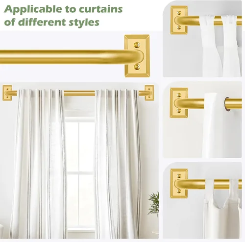 Vista 9 de TVWOO Barras de Cortina Envolventes Doradas de 28 a 48 Pulgadas: Barra de Cortina de Ventana Ajustable Opaca, Barras de Cortina Individuales