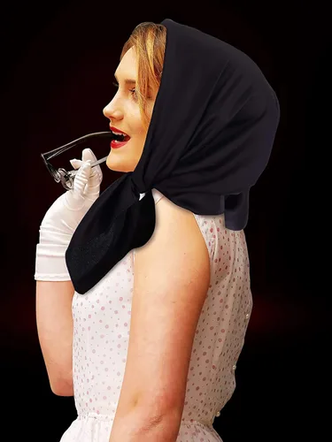 Vista 4 de Satinior Bufanda cuadrada de seda, bufanda de satén para la cabeza, bufandas para el cuello, bufanda de disfraz retro de Halloween para mujeres